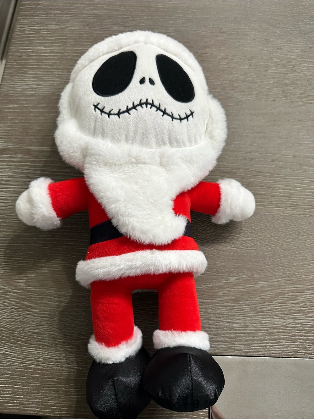 White & Red Plush Jack Skeleton Santa Holiday Toy 13”